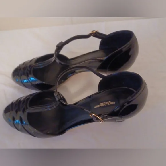 Dolce & gabbana patent t strap mid heel black size 40 - Picture 5 of 7